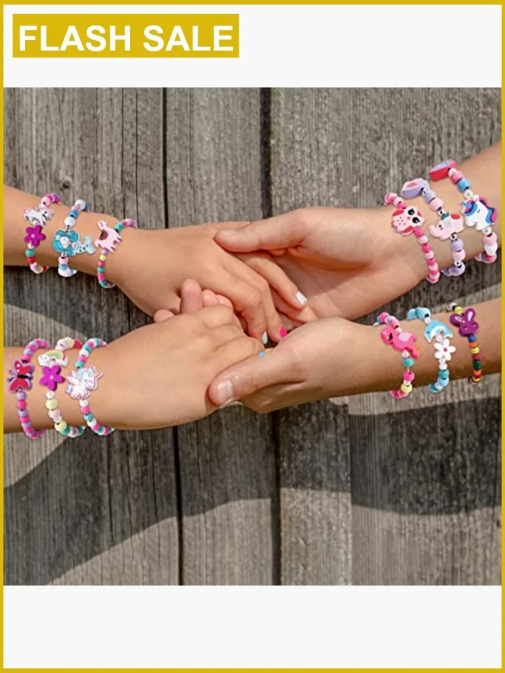 12 Pcs Kids Bracelets Unicorn Mermaid Animal Wooden Beaded Jewelry Set